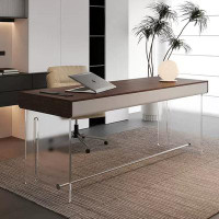 Orren Ellis Modern Transparent Acrylic Base Home Office Desk With Storage