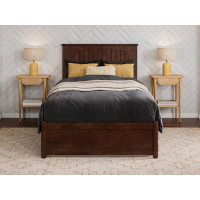 Millwood Pines Malta Twin XL Platform Bed with Panel Footboard and Twin XL Trundle in Walnut