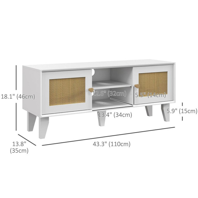 TV Stand 43.3" W x 13.8" D x 18.1" H White in TV Tables & Entertainment Units - Image 3