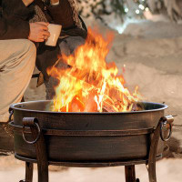 Red Barrel Studio Jimiyah  36"W x 25.6"H Wood Burning Fire Pit with Lid & Grill, Outdoor Fire Pit Table