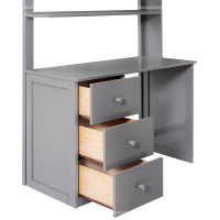 Harriet Bee Loft Bed With Drawers,Desk,And Wardrobe
