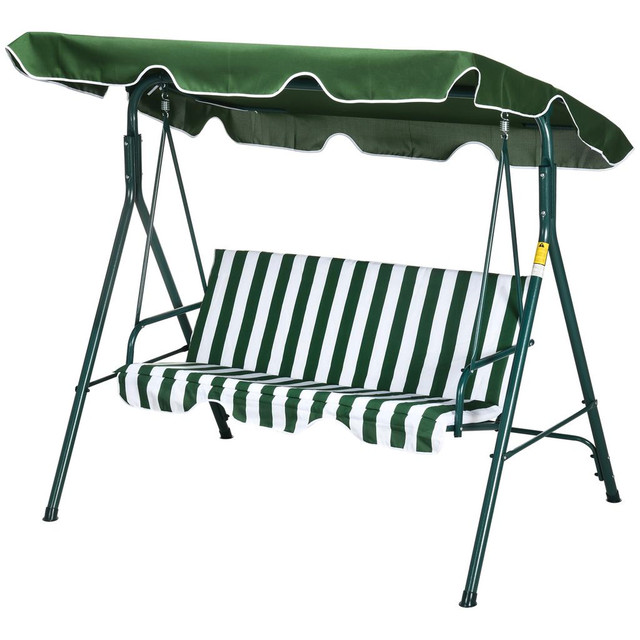 Porch Swing 67.7"L x 43.3"W x 60.2"H Green and White in Patio & Garden Furniture - Image 2