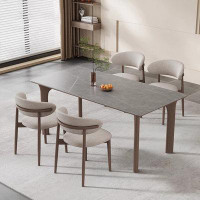 Fit and Touch 4 - Person Grey Rectangular Sintered Stone tabletop Dining Table Set