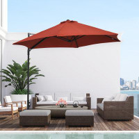 Arlmont & Co. Latitude Run® 8.5FT Offset Patio Umbrella With 360° Rotation, Outdoor Cantilever Roma Parasol Hanging Sun