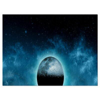 Made in Canada - Design Art Moon in the Front of Galaxies Graphic Art on Wrapped Canvas