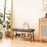 Mercer41 Mercer41 Shoe Rack Bench For Entryway 2-tier Bamboo Bench Storage With Cushion