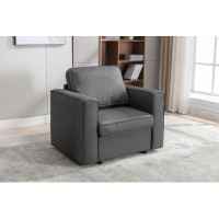 Bonzy Home 36.6'' Wide Breathable Fabric Cushion Back Chair with Storage Space