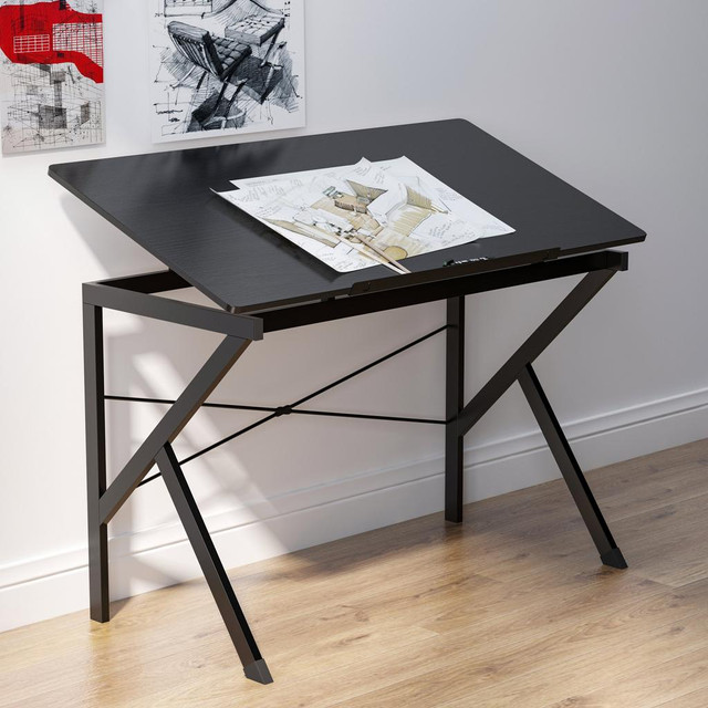 HOMCOM Height Adjustable Drawing and Drafting Table Tiltable Tabletop Black | Aosom Canada in Hobbies & Crafts