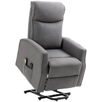 ELECTRIC LIFT CHAIR, POWER CHAIR RECLINER WITH 8 MASSAGE VIBRATION POINTS, REMOTE CONTROL, SIDE POCKETS, DARK GREY