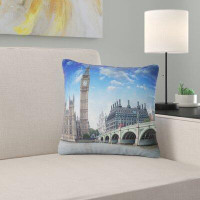 East Urban Home Cityscape Houses of Parliament and Westminster Bridge Pillow