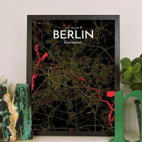 Made in Canada - Wrought Studio 'Berlin City Map' Graphic Art Print Poster in Contrast