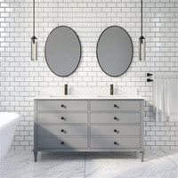 Farrow 42 or 60 in Single Sink Bathroom Vanity w White Engineered Stone Countertop ( White or Oxford Grey ) ABSB