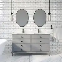 Farrow 42 or 60 in Single Sink Bathroom Vanity w White Engineered Stone Countertop ( White or Oxford Grey ) ABSB