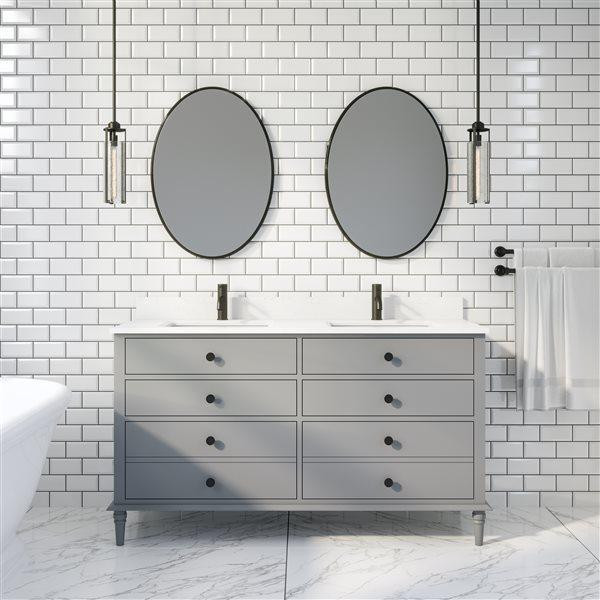 Farrow 42 or 60 in Single Sink Bathroom Vanity w White Engineered Stone Countertop ( White or Oxford Grey ) ABSB in Cabinets & Countertops