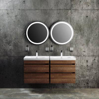 Bath Oasis Modern Wall Mounted Bathroom Vanity With Washbasin | Niagara Rosewood Collection | Non Toxic Fire Resistant M
