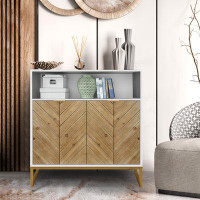 Mercer41 Aanand Accent Storage Cabinet with Doors and Adjustable Shelf Kitchen and TV Console Cabinet