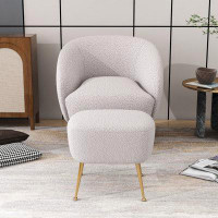 Mercer41 Sadelle Upholstered Armchair with Ottoman, Leisure Accent Chair for Bedroom
