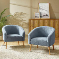 Wade Logan Brexley Modern 30" W Boucle Armchair with Solid Wood Legs