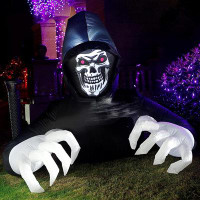 The Holiday Aisle® 5 Ft Halloween Inflatable Decoration Grim Reaper Spooky Ghost With LED Lights For Outdoor Garden Yard