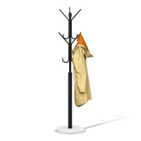 Ebern Designs Modern Free-Standing Coat Rack With 12 Storage Hooks And Natural Marble Base - Ideal For Coats, Bags, Hats