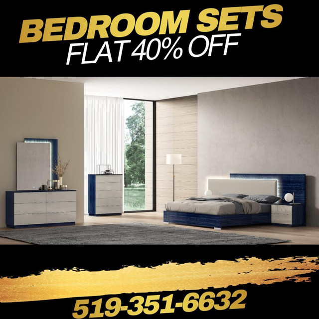 Modern LED Bedroom Set in Silver and White Color !! in Beds & Mattresses in Windsor Region - Image 2