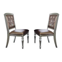 House of Hampton Tufted Side Chair in Silver