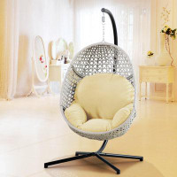 Bayou Breeze Large Hanging Egg Chair With Stand & UV Resistant Cushion Hammock Chairs With C-Stand For Outdoor