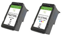 Compatible with Canon PG275XL Black and CL276XL Color ECOink Remanufactured Ink Cartridges - 2 Cartridges Combo Pack