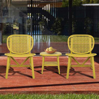 Bay Isle Home™ Patio Table Chair Set Conversation Bistro Set Outdoor Table With Open Shelf And Lounge Chairs