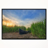 Made in Canada - East Urban Home 'Old Fisher Boat Near Lake' Floater Frame Photograph on Canvas