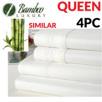 LUXURY 4PC BED SHEET SET QUEEN HA-1124Q 549226322 ULTRA SOFT WRINKLE FREE DEEP POCKETS SHEETS BEDDING BEDROOM WHITE M...