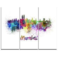 Made in Canada - Design Art Mumbai Skyline - 3 Piece Painting Print on Wrapped Canvas Set