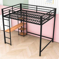 Harriet Bee Jayde Full Size Metal Loft Bed with Desk and Shelves