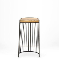 Lux Comfort 30.5x 14 x 16.5_Wood And Metal Wire Design Counter Stool