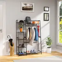 Rebrilliant Heavy Duty Clothes Rack With Shelves