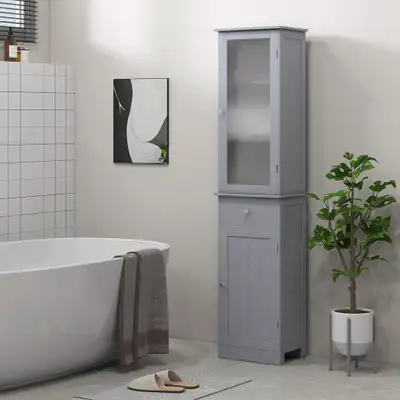 Bathroom Storage Cabinet 15.7" x 10.6" x 67.5" Grey