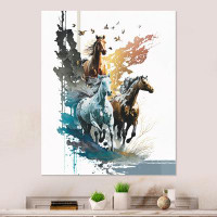 Union Rustic Pasko Three Horse Stampede - Animals Horse Metal Wall Décor