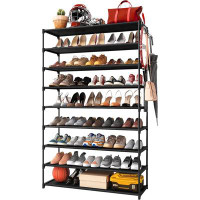 Rebrilliant Rebrilliant 9-Tier Tall Shoe Rack For Closet - Shoe Organizer With Hook Rack, Large-Capacity Of 36-45 Pairs,
