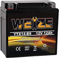 Weize YTX14 BS ATV Battery High Performance compatible with Honda Suzuki Yamaha