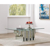 Everly Quinn Coffee Table, Mirrored & Faux Diamonds