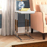 Wade Logan Brockett C-Shaped Sofa Side Table - Modern End Table, Laptop Tray, or Compact Bedside Nightstand
