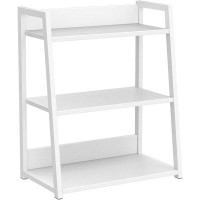Ebern Designs Ebern Designs 3 Tier Open Bookshelf - Steel And Wood Display Stand, 50CM Width Floor-Standing Bookcase, Wh