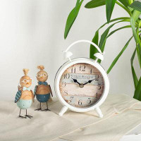 August Grove Old Style Alarm Look White Framed Table Wall Clock