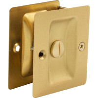 Stone Harbor Hardware Premium Square Pocket Door Lock, Privacy (Bed/Bath) Latch, Clear Pack, Satin Brass By Stone Harbou