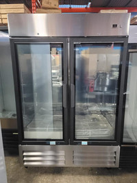Brand New Double Glass Door 54 Wide Stainless Steel Freezer