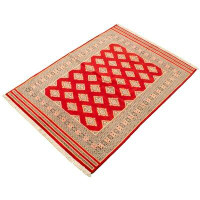 Isabelline One-of-a-Kind Bokhara Hand-Knotted 2010s Bokhara Red 5'7" x 7'10" Wool Area Rug