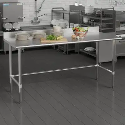 Flash Furniture Commercial Stainless Steel Kitchen Prep And Work Table With Backsplash
