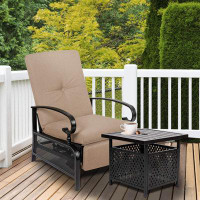 Canora Grey Chaise de patio inclinable avec coussins