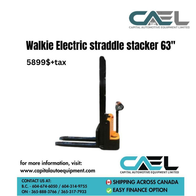 Wholesale Price: Brand new walkie Electric straddle  stacker (63”)  2200 lbs in Other Business & Industrial