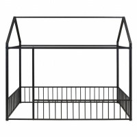 Harper Orchard Metal Bed House Bed Frame With Fence